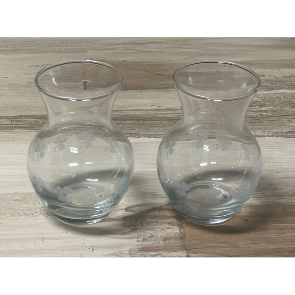 Small Shamrock Vases Glass Set of 2